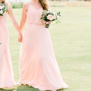 Soft pink bridesmaid dress maxi chiffon